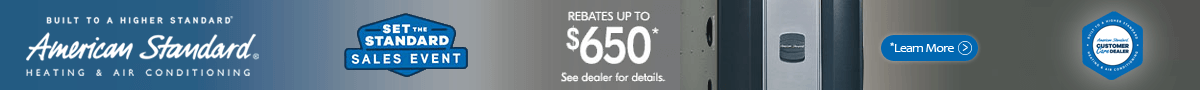 Get Instant Rebate of up to $650 on American Standard Equipment - click for details